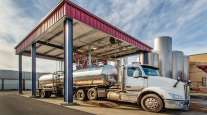 Tanker truck at a truck stop