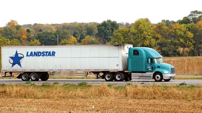 Landstar trailer hitched to a tractor Landstar trailer hitched to a tractor