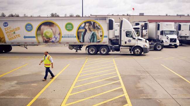 Kroger trucks sit parked Kroger trucks sit parked