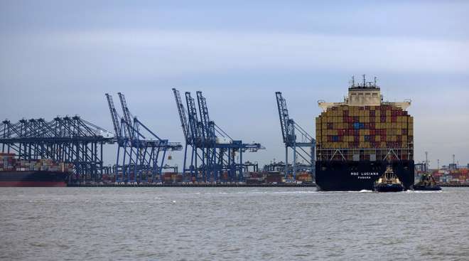 Ship at Port of Felixstowe