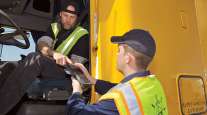 Transportation worker at checkpoint